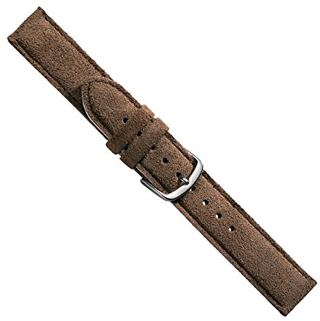 Uhrbanddealer Uhrenarmband Unisex 16mm, Ersatzband Venice, Kalbsleder Rauleder Braun matt, 246016s