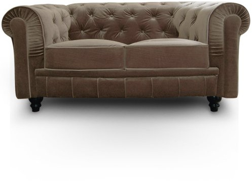 Menzzo A605V2 - Sofá, contemporáneo, de 2 plazas, de madera y terciopelo, 80 x 157 x 72 cm, topo