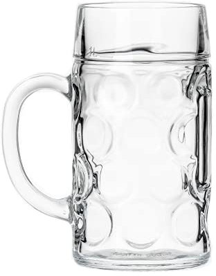 Borgonovo 1104000 Don 2Pinte Bicchieri in Vetro per Birra con Manico, 1 lt, 1 unità (Confezione da 1)