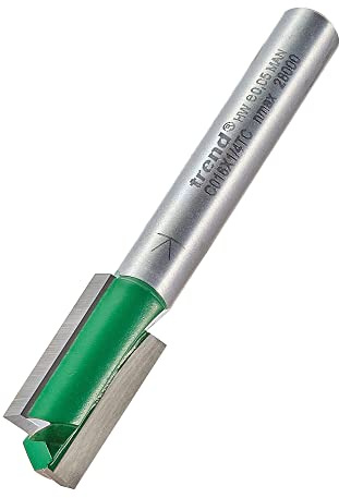 Trend Fresa Recta Doble Corte 1/4 10mm, Long.19.1mm TCT | Fresa recta con plaquita de carburo tungsteno, vástago 1/4, 10mm corte y 19.1mm para ranuras limpias
