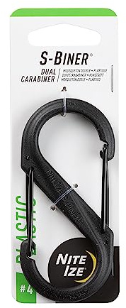 Nite Ize S-Biner, SBP4-03-01BG Schwarz #4-25lb | Glasgefülltes Nylon