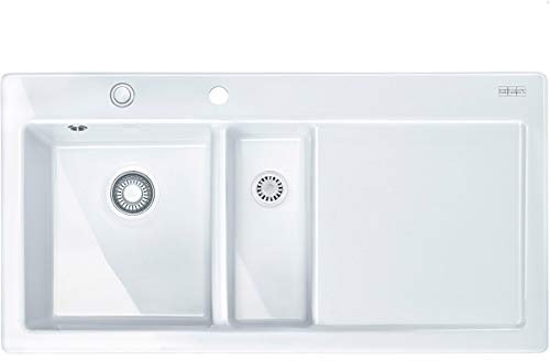 Franke Mythos MTK-651-D Lavabo sobre-encimera Rectangular Cerámico - Fregadero (Lavabo sobre-encimera, Rectangular, Cerámico, Blanco, 2 senos, Rectangular)