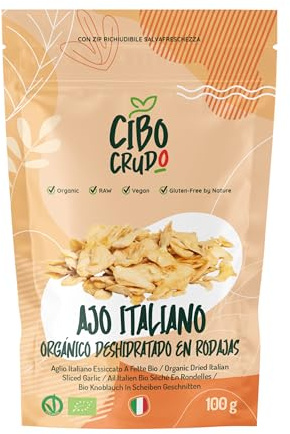 Ail Rranché Cru et Biologique - 100g. Ail Italien séché au soleil - Qualité Premium. Riche en sels Minéraux Energisants et Antioxydants.