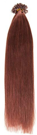 Kastaniee Keratin Bonding Extensions 100% Remy Echthaar Human Hair - 150x 1g 45cm Glatte Strähnen - Lange Haare mit Keratin Bondings U-Tip Haarverlängerung Haarverdichtung-Farbe:#33 Kastanie