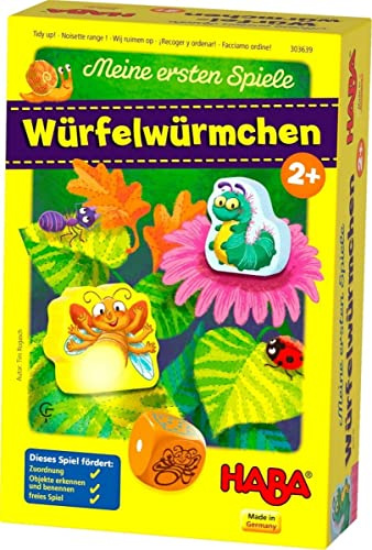 HABA 303639 - Meine ersten Spiele – Würfelwürmchen Liebevoll gestaltetes Würfelspiel für 1-3 Spieler ab 2 Jahren