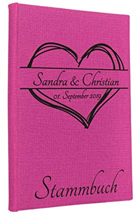 Hochzeitideal Stammbuch der Familie, Familienstammbuch aus Buchbinderleinen, Nr. 161 inkl. Personalisierung (Fuchsia)