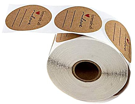 Hellery 500pcs 1 Selbstgemacht mit Liebesaufklebern Kraftpapierversiegelungsetikett Klebeetikett