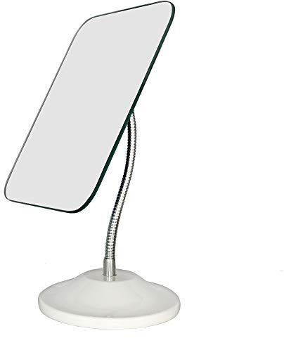 YEAKE Flexible Gooseneck Makeup Mirror,360°Rotation Folding Portable Desk Vanity Mirror with Stand Shower Shaving Cosmetic Mirror Square