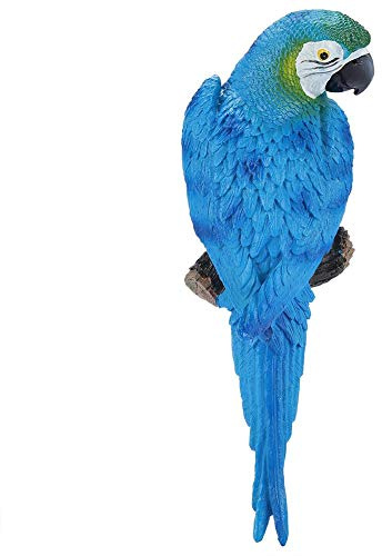 Regun Perroquet Décoration, Réaliste d'oiseaux en Résine, Perroquet Modèle Jouet Jardin Sculpture Décoration Murale pour Maison, Jardin, Balcon(Bleu Gauche)