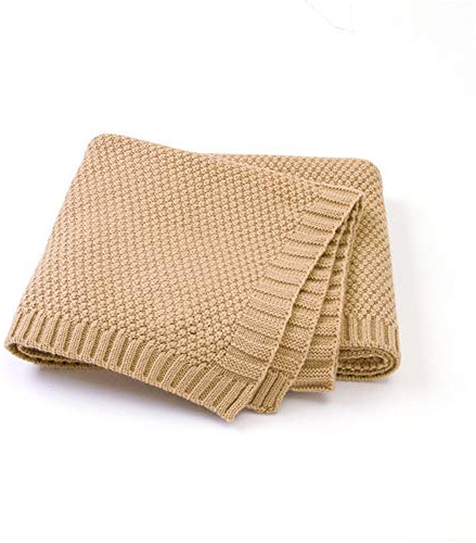 Strickdecke Babydecke Kuscheldecke, Surwin Mädchen und Jungen Babys Gestrickt Kinderdecke Freien Krabbeldecke Perfekt für Kinderwagen Babybett (80x100cm,Braun)