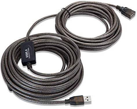 Nanxudyj USB 2.0 Active Extension Cable 50ft,USB 2.0 A Male to A Female Extension Cable USB-A (M/F) High Speed 480 Mbps (15m) (50ft)