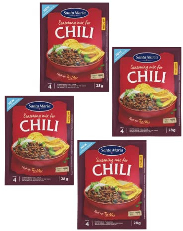 Santa Maria | Mix Spezie Condimento per Chili - 4 Buste x 28 Gr | Spezie in Cucina