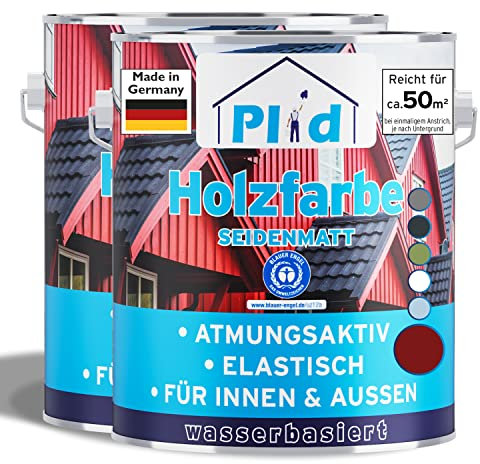 Plid® Holzfarbe Holzlack, Schwedenrot 5l -Innen & Außen - Wetterschutzfarbe Schwedenrot Holzfarbe Außen - Dauerhafte Holzschutzfarbe - Farbe für Holz - Lackfarbe Wetterfest - Made in Germany
