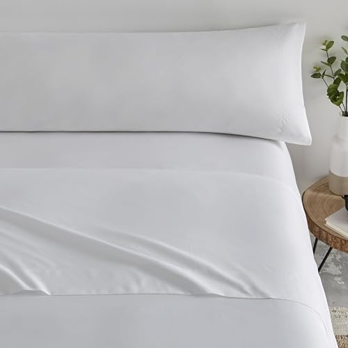 Donegal Collections - Juego de Sabanas 105 x 190 Blanco Óptico - Sabanas Cama 105 - Ropa de Cama Completa Bajera, Encimera y Funda Almohada - Sábanas Tacto Extrasuave Fabricado en España
