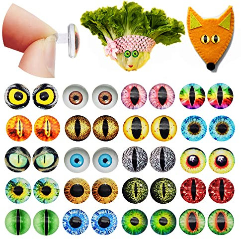 Julie Wang 40 Stück 30 mm Selbstklebende Drachen-Tierauge Wackelaugen für DIY Handwerk Aufkleber Kinder Schule Klassenzimmer Kunsthandwerk Dekoration