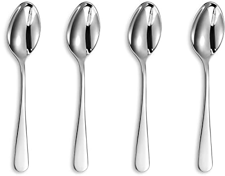 KEAWELL Premium Louise Spoons Set, Set of 4, 18/10 Stainless Steel, Exceptional mirror finish, Dishwasher Safe (5.6 Small Spoon)