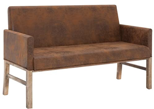 Makastle Wildleder-Optik Design Bank mit Armlehnen und Rückenlehne, Sitzbank Esstisch Bank Esszimmersitzbank Sitzbank Küchensitzbank Polsterbank für Esszimmer Wohnzimmer Flur, 140 cm Braun