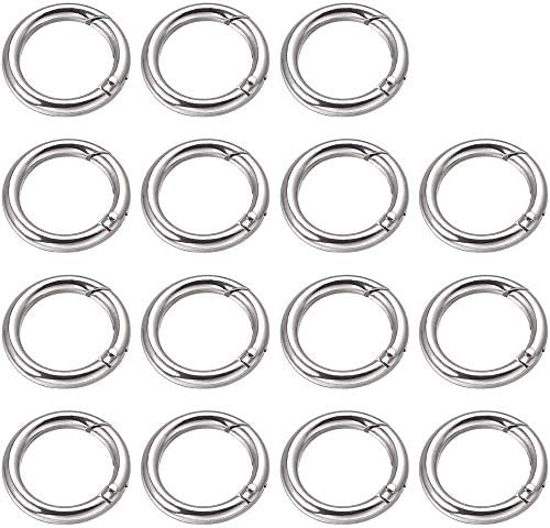 GOIYZTTR 15 Stück Runde Karabiner Schlüsselringe Zink-Legierung Runder Karabinerhaken Karabinerhaken Snap für Taschen Bastelzubehör 25mm/Silber