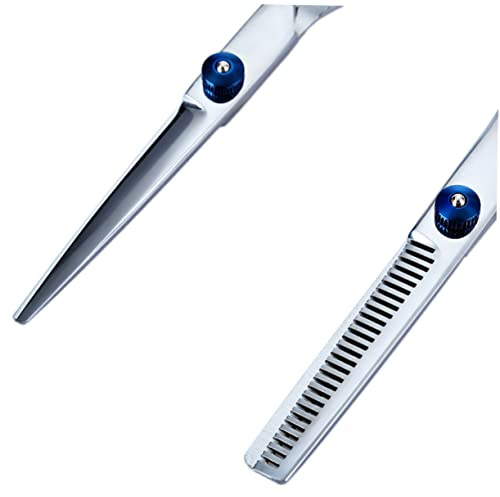 Beavorty Herramientas De Peluquería Tijeras De Corte De Pelo Azules Tijeras De Dientes y Rectas Herramientas De Peinado Para Cortar El Pelo Profesional