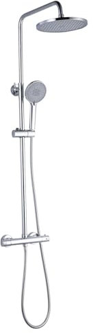 K2O Columna de Ducha Chillout River 83-119 cm Diseño Redondo con Grifo Termostático, Altura Regulable, Rociador y Ducha de Mano