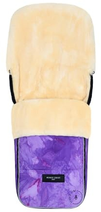 WERNER CHRIST Saco de piel de cordero para bebé FLIMS ICONIC LINE, saco para cochecito de bebé (de 6 a 36 meses) de piel médica, universal, con ranuras largas en color morado