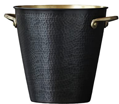 Eiseimer Eiskübel aus gehämmertem Kupfer, handgefertigter, isolierter Eiskübel aus Metall im Retro-Stil, ideal for die Hausbar, for Kühlen von Bier, Champagner und Weinflaschen (schwarz) Eiskübel ( Si