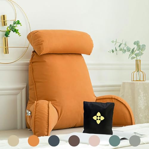 Lesekissen, Rückenkissen Bett, Bettsessel Rückenlehnenkissen, Rückenstütze, Bettkissen Rückenlehne, Bettsitzkissen mit Armlehne, Kissen Bett Rückenlehne, Rückenkissen mit Armlehnen 75cm×40cm×58cm