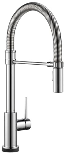 Delta Faucet Trinsic Touch Kitchen Faucet with Touchless Technology, Chrome Pro Commercial Style Kitchen Faucet, Kitchen Faucets with Pull Down Sprayer, Chrome 9659TL-DST