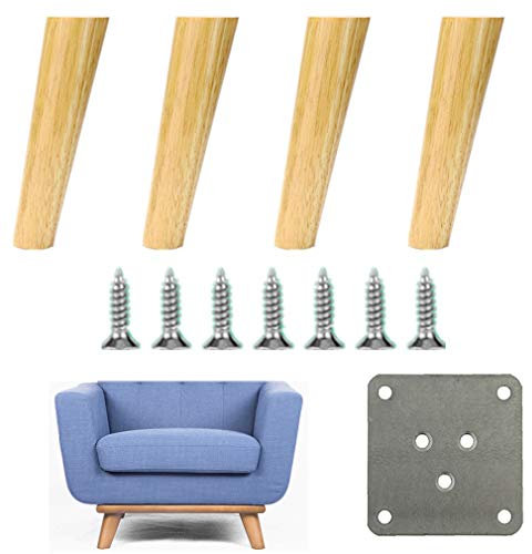 4er-Set Möbelfüße aus Eiche, schräger Kegel, Tischbeine, Sofabeine, für Couchtisch/Arbeitstisch/Hocker/Stühle/Schrank, 600 kg / 1323 lb