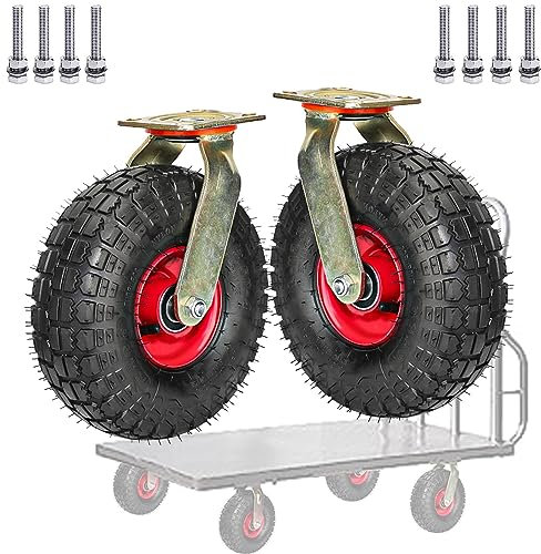 Rueda industrial fija de alta resistencia, rueda giratoria de goma, capacidad de carga de 175 libras, estilo vacío, absorción de impactos, ruedas giratorias perfectas para caja de