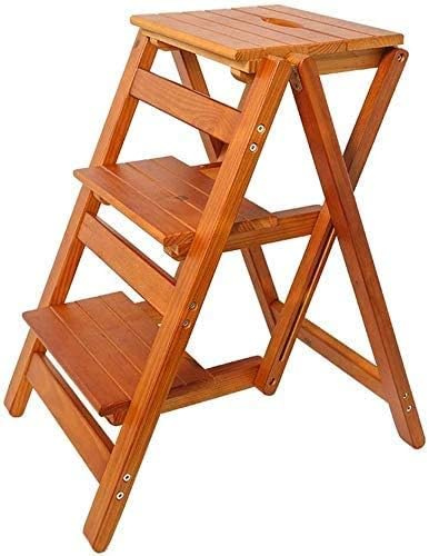 Sgabello a 3 gradini Scaletta Pieghevole in Legno per la casa Sedia per Scale per Biblioteca addensata Scala per Attrezzi da Giardino Leggera Portatile Carico Massimo 150 kg Sgabello a Gradi