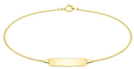 JC Trauringe Baby- & Kinder ID-Armband Goldarmband 333 Gold 14 cm I Panzerflach Armband mit Gravur Taufarmband Gold Namensarmband mit Namen Kinderschmuck | Nickelfrei | Made in Germany I 5.56030