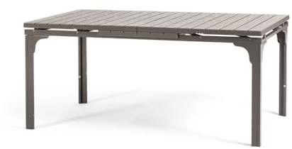 SIEDITI FUORI E DENTRO Table d'extérieur/jardin extensible 180/240 x 90 cm avec pieds en acier et plateau en polyéthylène effet bois, jusqu'à 10 personnes Thomas XL (marron)