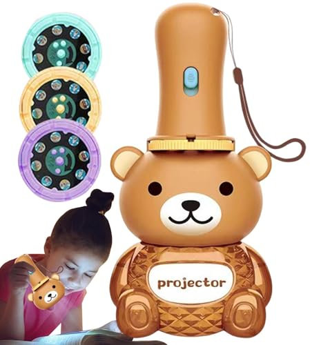 Small Flashlights for Kids | Bear Shape Flashlights Light Projector Toy with 24 Patterns Flashlight Educational Learning Bedtime Night Light for Kids