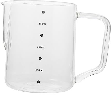LALADEFIEE Taza De Arte Latte Medidora De Vidrio Transparente Hogar Vaso De Leche Escala y Taza Resistente Al Calor Para Preparar Café y Batidos