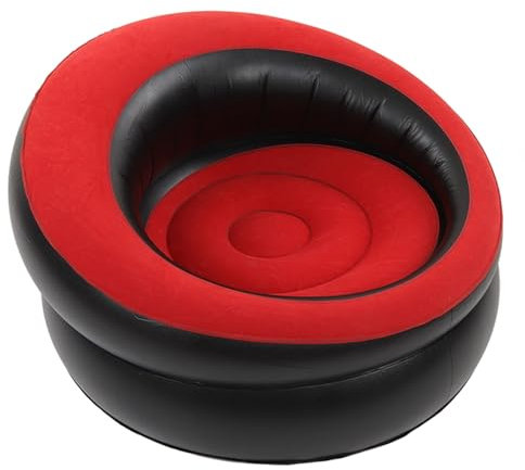 Qcwwy Aufblasbarer Sofa-Stuhl, Tragbar, Beflockte Luftcouch für Schlaf, Nickerchen, Kleiner Aufblasbarer Lounge-Sessel Zum Lesen auf Reisen, Leckagefreies Design (Rot)