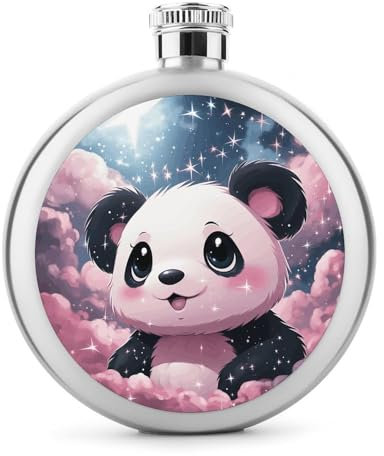 5 oz Whisky Flasche Panda Gedruckt Edelstahl Flasche Hüftkolben Auslaufsicher Getränk Kantine Getränk Flaschen für Reise Geschenke Hochzeit Bachelorette Party