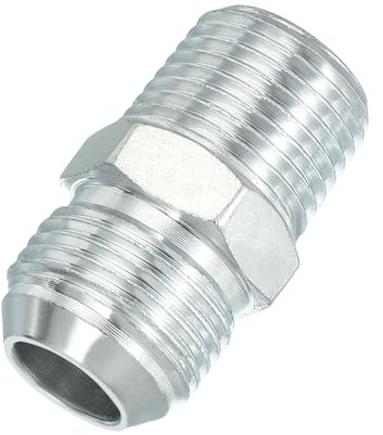 PATIKIL Doppelnippel Reduzierstück Rohrverbinder Sechskant Rohradapter 7/8 Außengewinde 37° Flare JIC x 1/2 Außengewinde NPT, Rohrfittingnippel Duschschlauch Adapter für Industrie