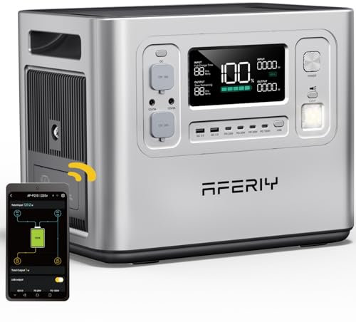 AFERIY 2400W 2048Wh Portable Power Station,13 Outputs Solar Generator Control Via App, LiFePO4 Battery Quick Charge in 1.5H, 240V AC Outlets for Home Emergency/Camping/RV, P210,Silver