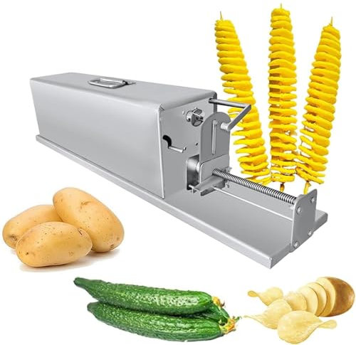 Affettatrice automatica for patate allungate, torre elettrica for patate Tornado, macchina commerciale for tagliare le patate a spirale Twister Chip, affettatrice for patatine in acciaio inossidabile(