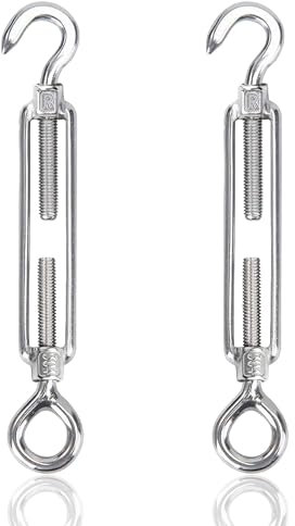 huruiurui M8 Tiranti per Filo Acciaio Tenditore Acciaio Tenditore Filo Stendibiancheria 304 Inox Tiranti Rete Recinzione Tenditori Regolabile per Recinzioni Supportos Piantes Tende Da Sole 2pcs