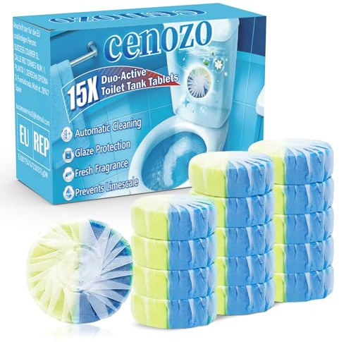 15 Stück Wc Reiniger,Duo-Aktiv Spülkasten Reiniger(50 g/Tablette),Verhindert Kalk & Schmutz,Schützt die Glasur,Erfrischender Duft