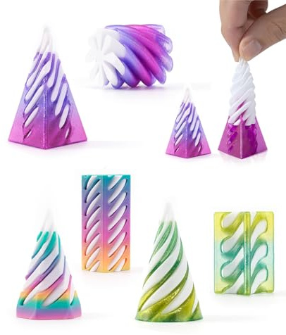 Spinners, 6PCS Mini 3D Printed Spiral Cone Fidget Toy, Impossible Cone Toys Fun Pyramid Passthrough Sculpture Triangle, Desk Decor Anxiety Stress Relief for Home office School Kids Adults Gifts