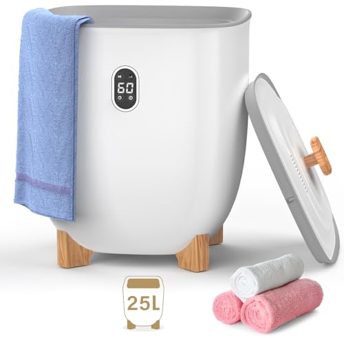 Towel Warmer Bucket 25L Hot Towel Warmer Luxury Towel Heater, Large Towel Warmer for Spa Bathroom with LED Display, Adjustable Timer, Auto Shut Off, Fits 2 Towels, Bathrobes, Blankets Outdoor