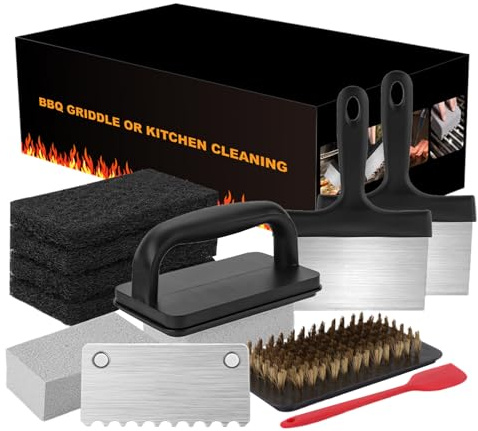 Vhjlfig Almohadillas Limpiadoras para Planchas | Almohadillas de Limpieza para Parrilla | Desengrasante Multifuncional Resistente al Calor Ergonómico para Cocina Doméstica, Furgonetas Comida y