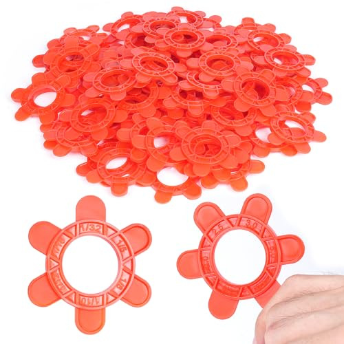 400 entretoises hexagonales réutilisables, 6 tailles en 1 (1 mm, 1,5 mm, 2 mm, 2,5 mm, 3 mm, 5 mm), grands clips en plastique 6,7 cm pour joints précis et retrait facile (400 pièces, rouge)