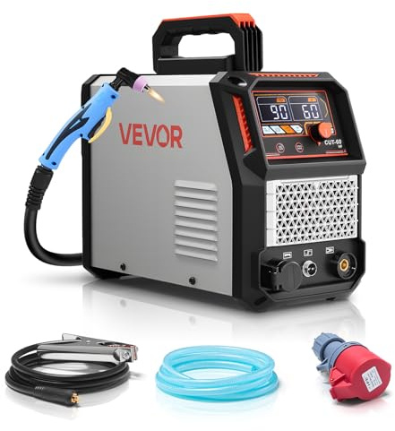VEVOR Découpeur Plasma, 60 A, Machine de Découpe Plasma Triphasée 400 V, avec Fonction 2T/4T, Onduleur IGBT, Affichage Numérique, Commande Intelligente, Temps PT/PA Réglables, pour Usage Industriel