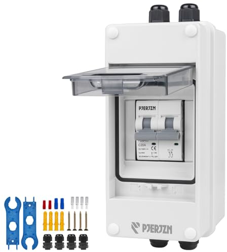 PJERJZN DC Trennschalter PV Trennschalter 1000VDC Anlage Leitungsschutzschalter Sicherungsautomat Miniatur-Leistungsschalter mit wasserdichtem Gehäuse für Solaranlagen Haushalte Batteriespeicher (20A)