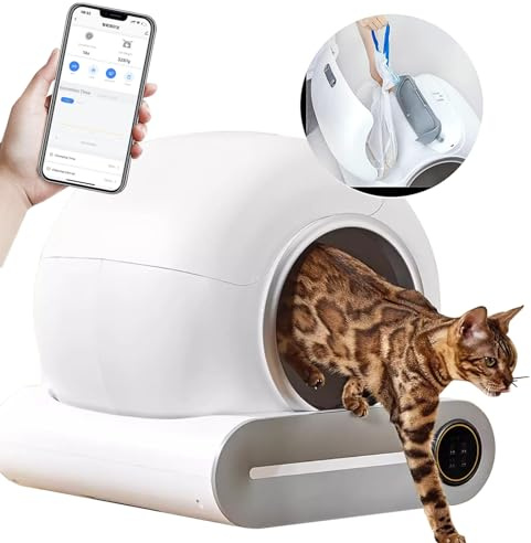 Lettiera autopulente per gatti con controllo app ed eliminazione degli odori per più animali domestici, toilette automatica per gatti di grande capacità