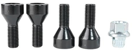 4 bulloni antifurto for cerchi in lega neri M14 x 1,25 + chiave compatibili con R50(M12 1.5)